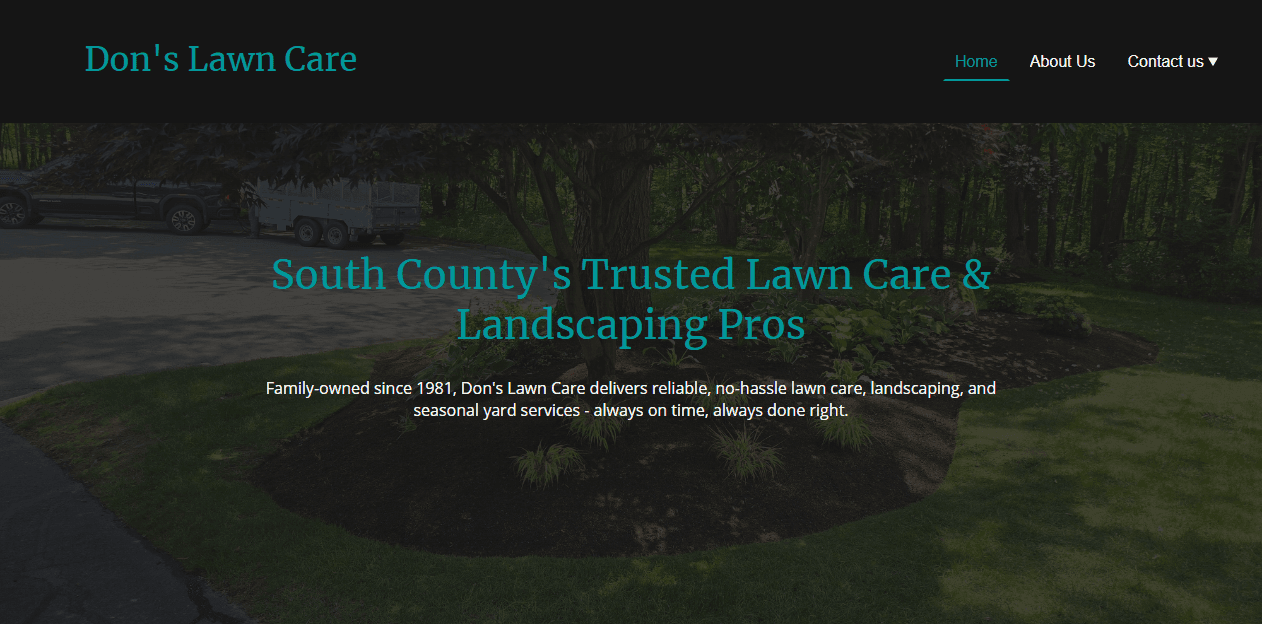 Screenshot of the Don's Lawn Care website homepage